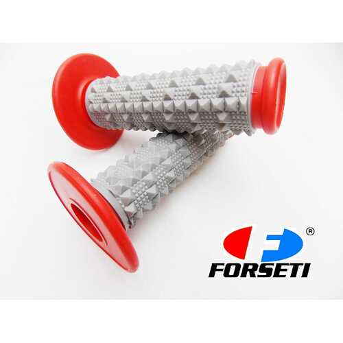 HONDA MX ENDURO TRAIL FORSETI RED GREY DIAMOND TOP HANDLEBAR GRIP SET GRIPS