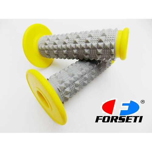 HONDA MX ENDURO TRAIL FORSETI YELLOW GREY DIAMOND TOP HANDLEBAR GRIP SET GRIPS