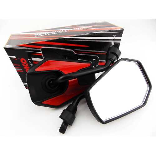 HONDA CB400T 78-81 BLACK RED HEX SOKO MIRRORS