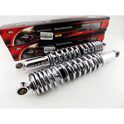 KAWASAKI F8 250 BISON 365mm JBS CHROME REAR SHOCK ABSORBERS EYE TO EYE