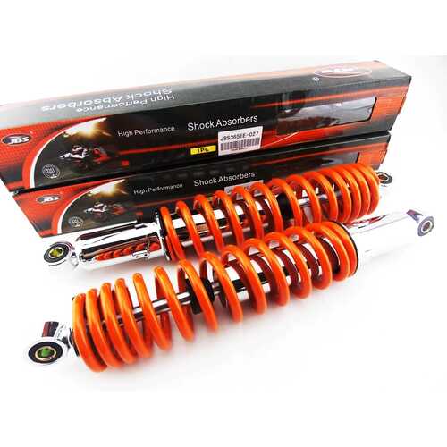 KAWASAKI F9 350 BIGHORN 365mm JBS ORANGE/CHROME SHOCK ABSORBERS EYE TO EYE