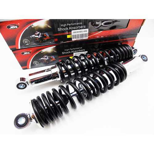 KAWASAKI F8 250 BISON 365mm JBS BLACK/CHROME REAR SHOCK ABSORBERS EYE TO EYE